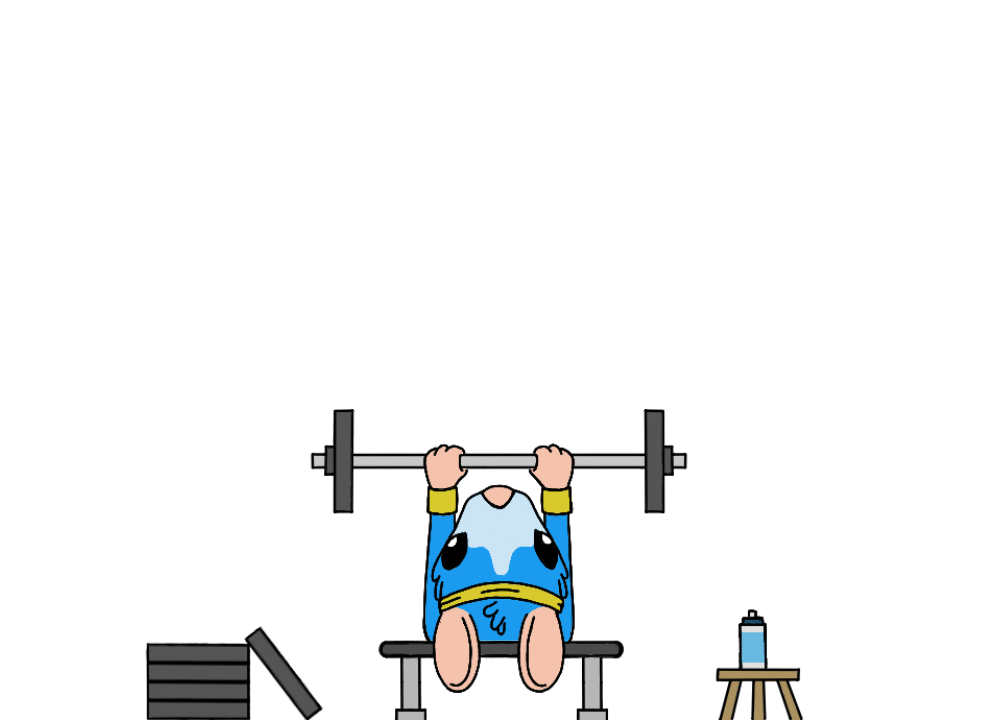 Personagem animado levantando peso.